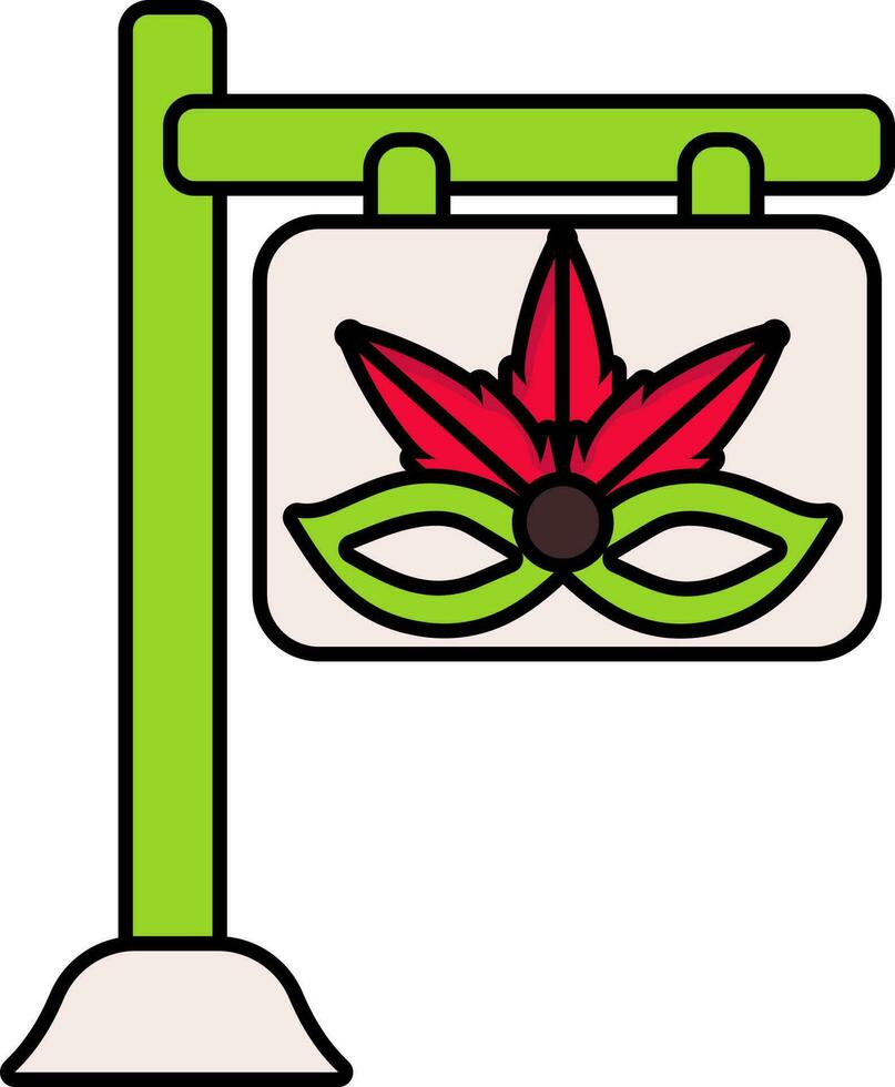 cartello con masquerade icona nel rosso e verde colore. vettore