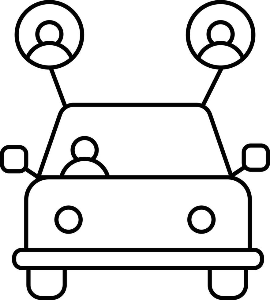 nero magro linea arte di auto condivisione persone icona. vettore