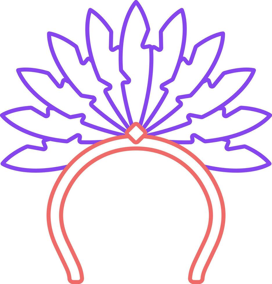 piuma fascia per capelli viola e rosso ictus icona. vettore