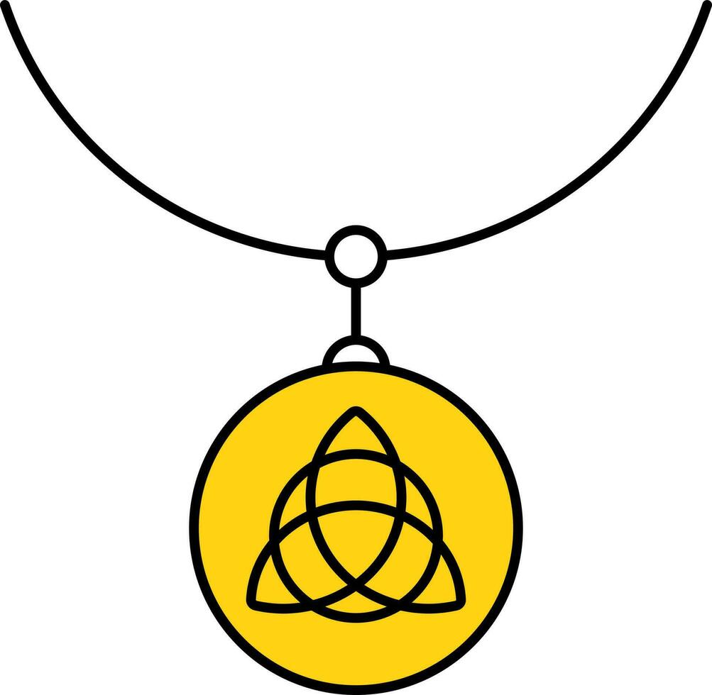 triquetra pendente o medaglione icona nel nero e giallo colore. vettore