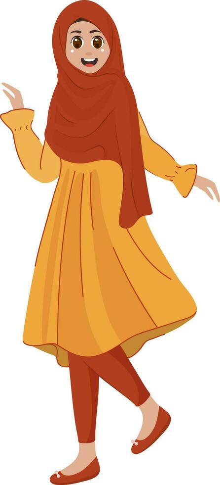illustrazione di bellissimo musulmano giovane signora in piedi su elegante posa. vettore
