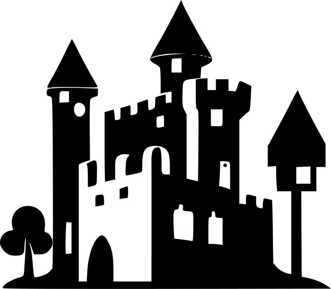 castello, minimalista e semplice silhouette - vettore illustrazione