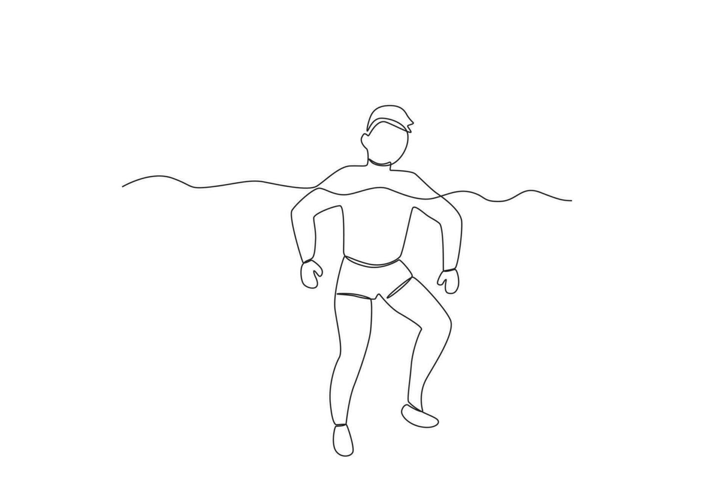 lato Visualizza di un' uomo nuoto freestyle vettore