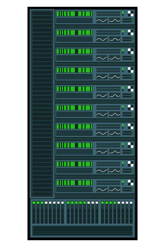 server cremagliera. server camera dati centro. Rete server isolato. server nel piatto design. vettore illustrazione