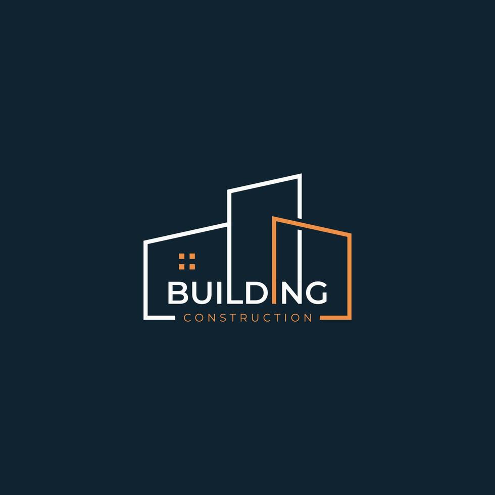 logo dell'edificio per impresa edile, stampa con vettore premium di concetto moderno