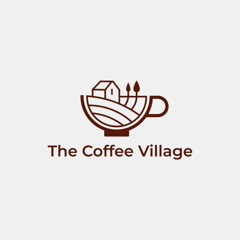 villaggio caffè negozio logo, linea, vettore, Casa, albero, villaggio vettore