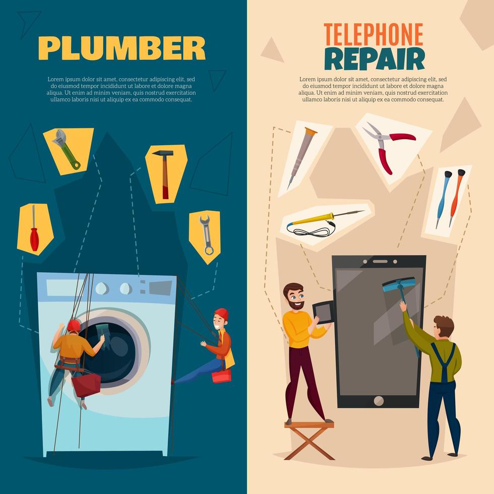 le bandiere verticali di riparazione elettronica hanno messo l & # 39; illustrazione di vettore