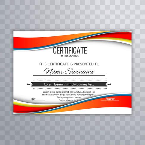 Design elegante modello di certificato ondulato creativo vettore