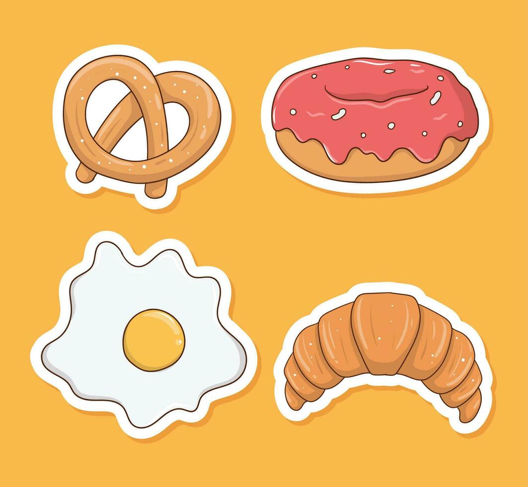 collezione di adesivi colorati per menu colazione disegnati a mano vettore