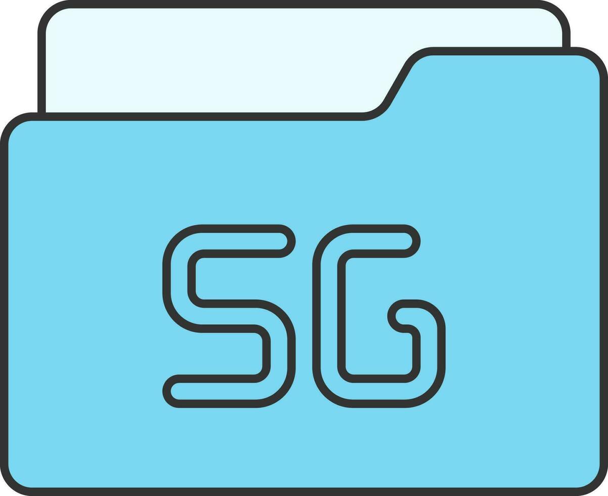 blu 5g cartella icona nel piatto stile. vettore