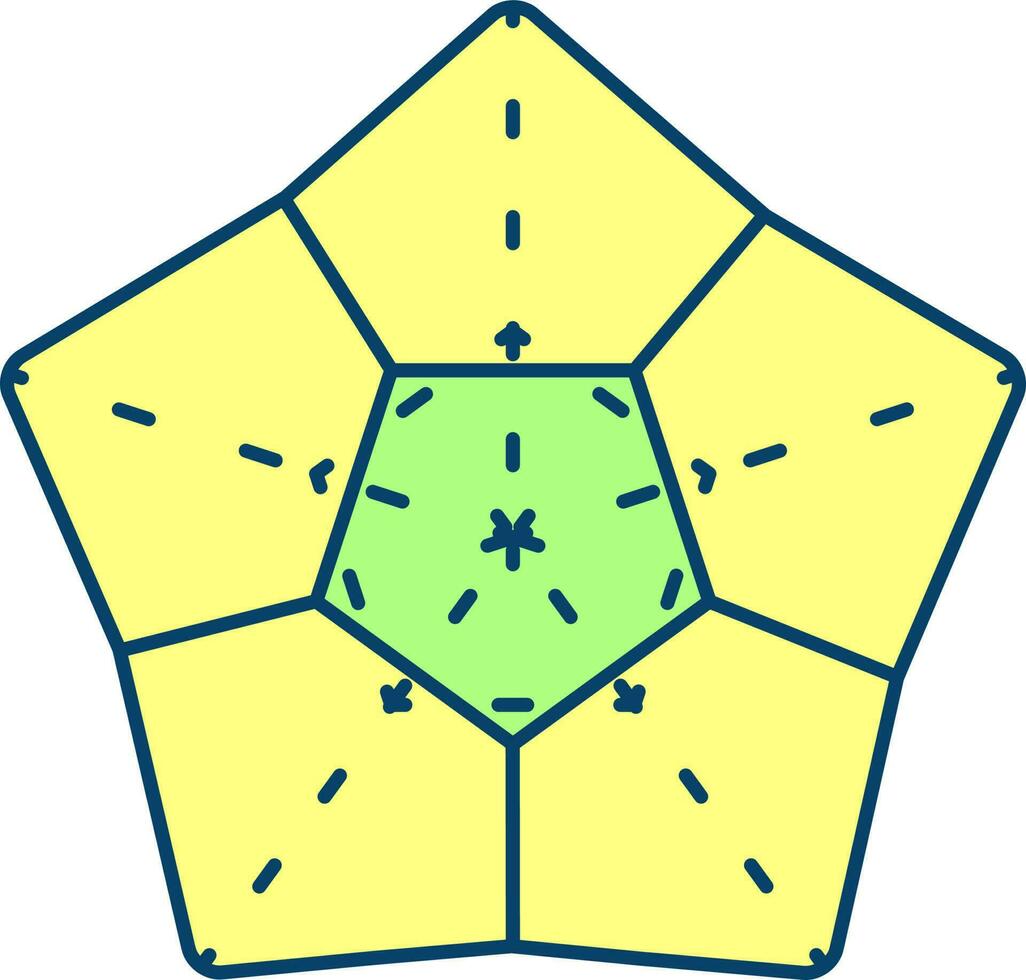 poliedro icona nel giallo e verde colore. vettore