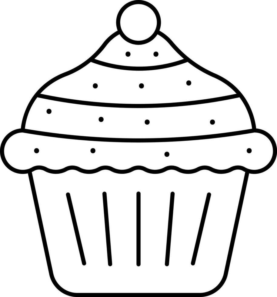 isolato Cupcake icona nel nero schema. vettore