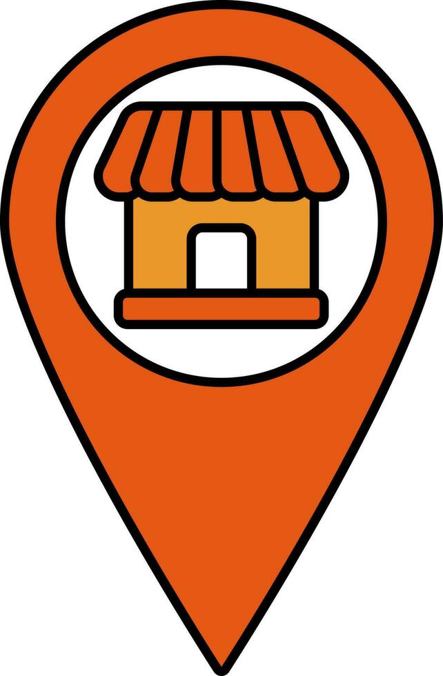 negozio Posizione pointer icona nel arancia e bianca colore. vettore