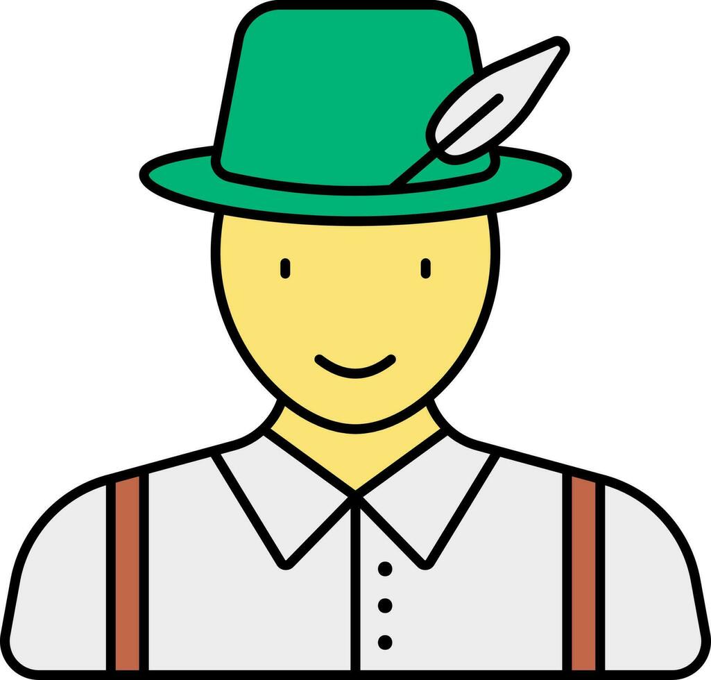 colorato uomo indossare tirolese cappello icona. vettore