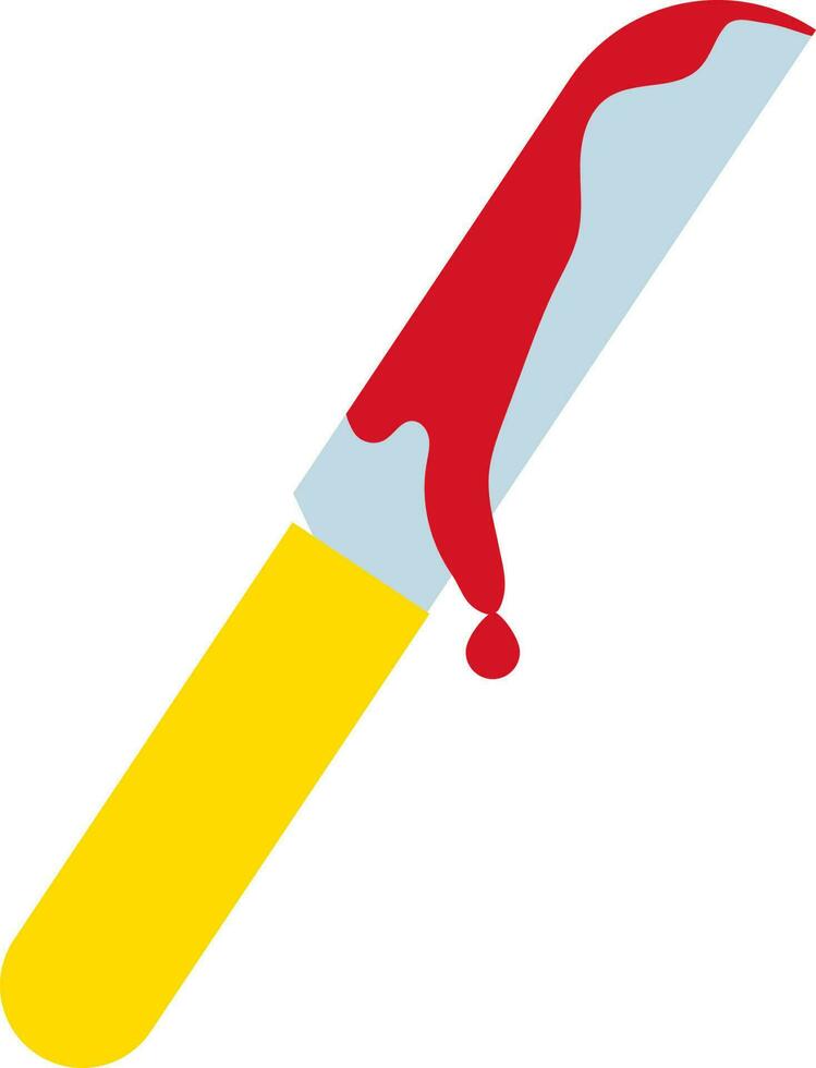 piatto stile sanguinoso coltello rosso e giallo icona. vettore