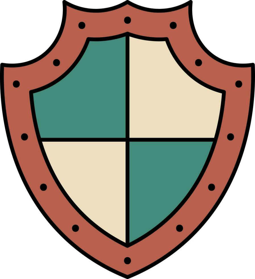 isolato scudo icona nel Marrone e alzavola verde colore. vettore
