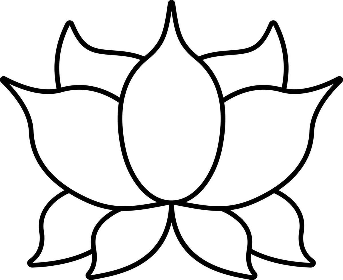 nero magro linea arte di loto fiore icona. vettore