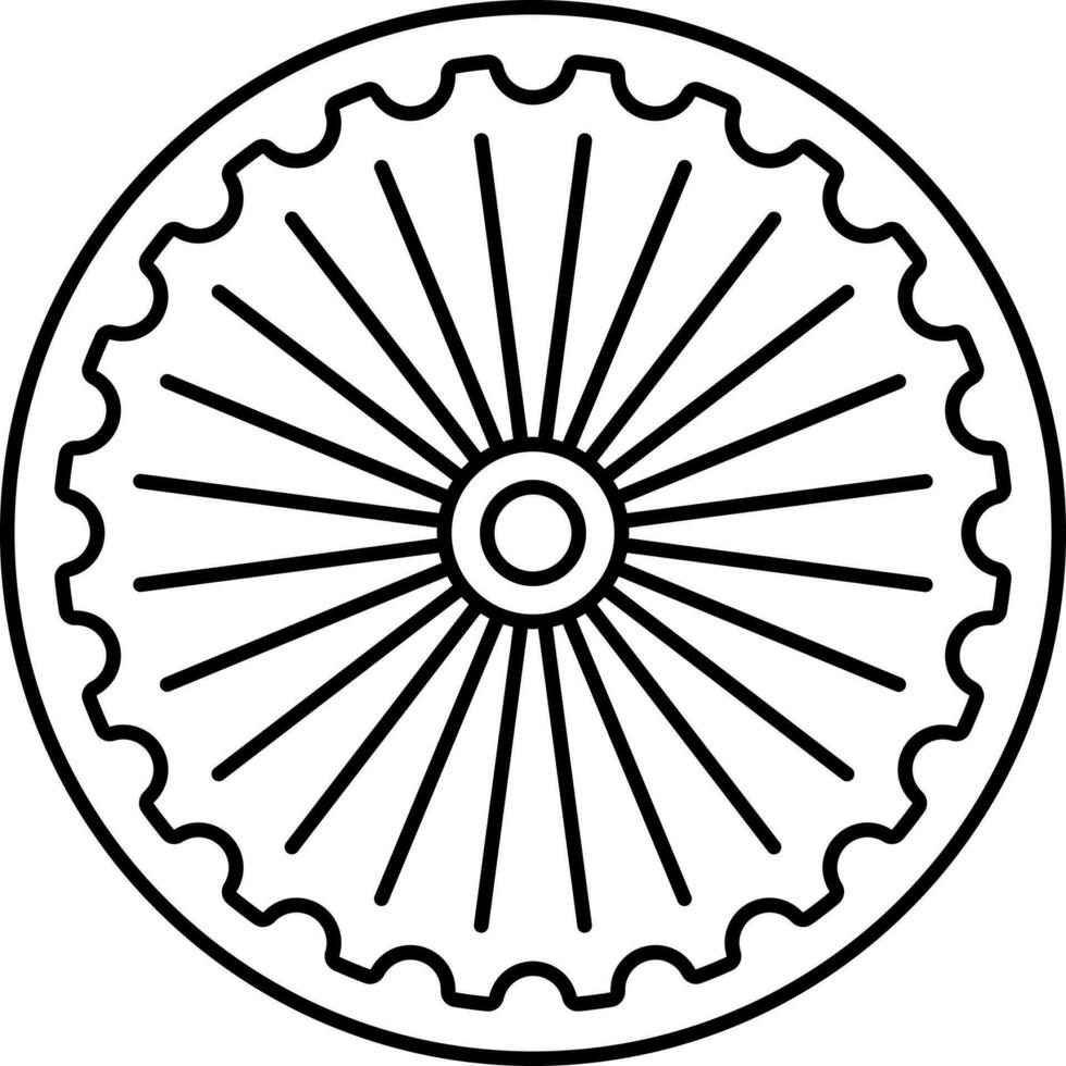 illustrazione di Ashoka ruota icona nel linea arte. vettore