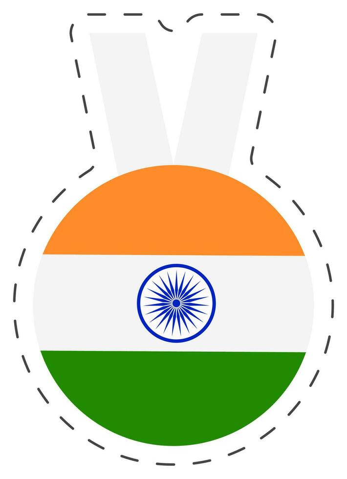 isolato medaglia con circolare indiano bandiera etichetta nel piatto stile. vettore