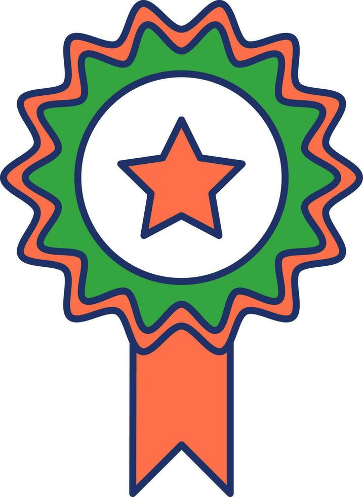 piatto stella distintivo nastro verde e arancia icona. vettore