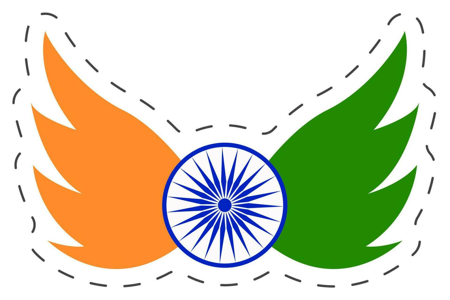 etichetta di indiano bandiera colore su Ali stile. vettore