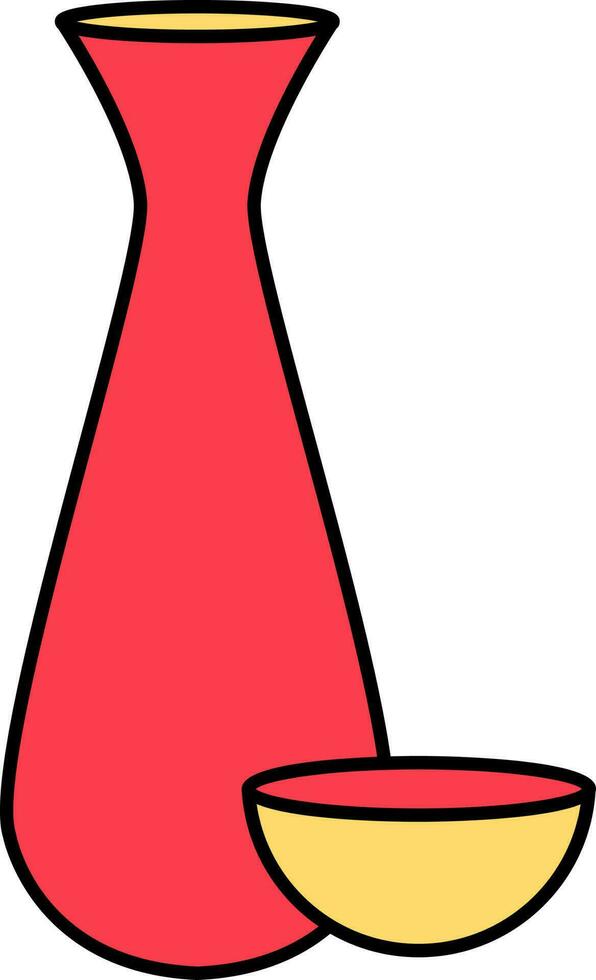 isolato rosso e giallo colore shake vaso con bicchiere icona nel piatto stile. vettore