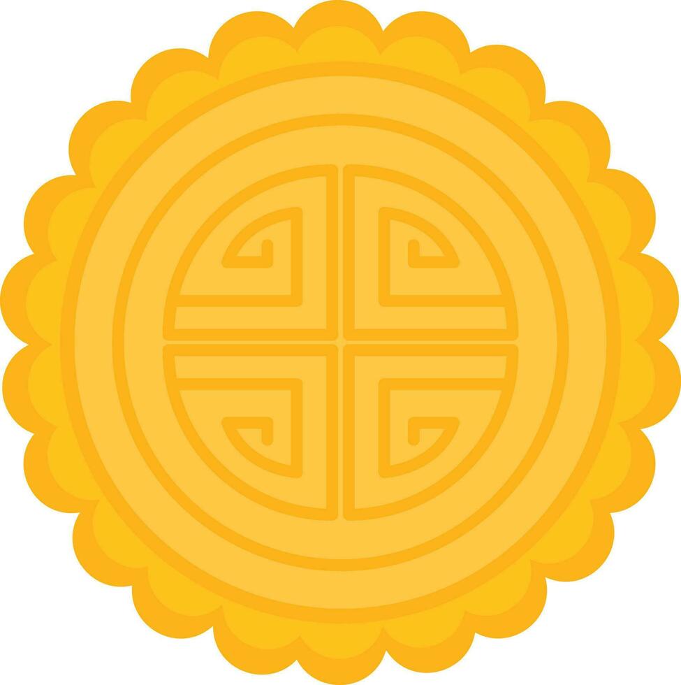 d'oro mooncake icona o simbolo nel piatto stile. vettore