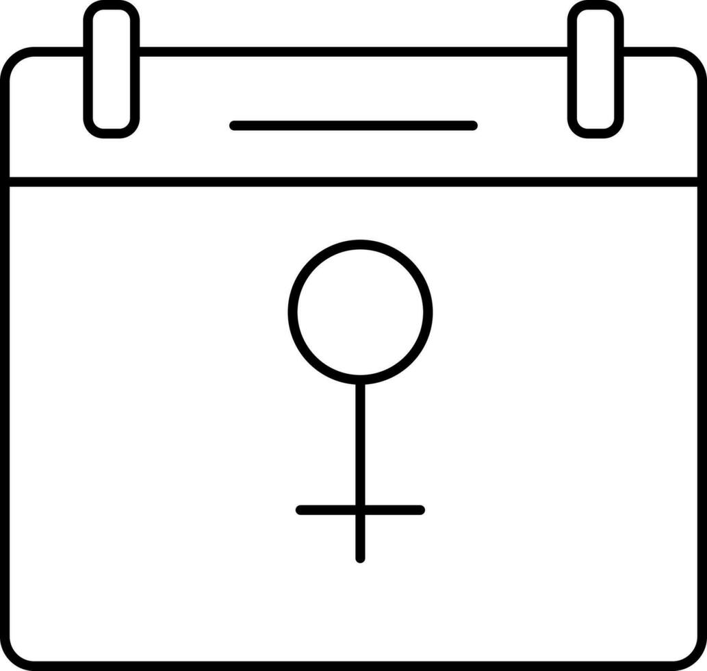 femmina Genere simbolo calendario nero ictus icona. vettore