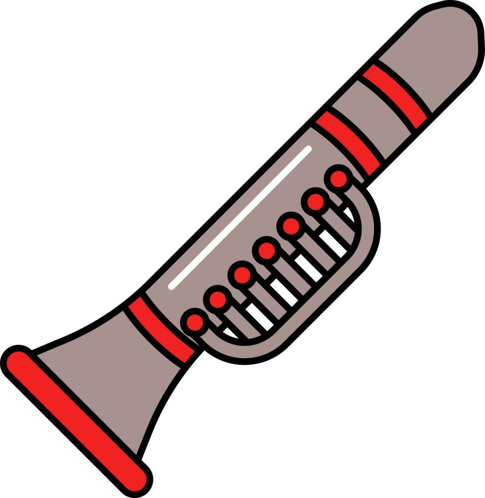rosso e tortora clarinetto icona nel piatto stile. vettore
