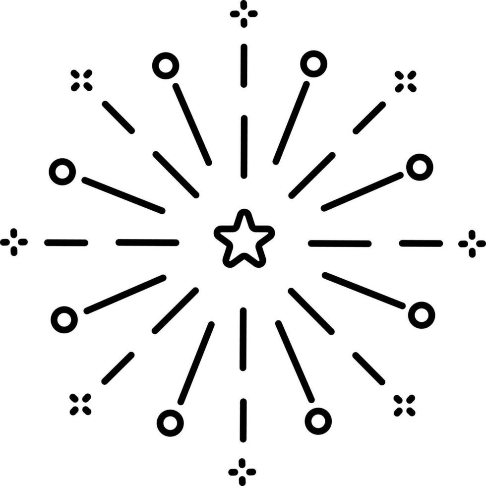 nero linea arte illustrazione di scoppiando fuoco d'artificio icona. vettore