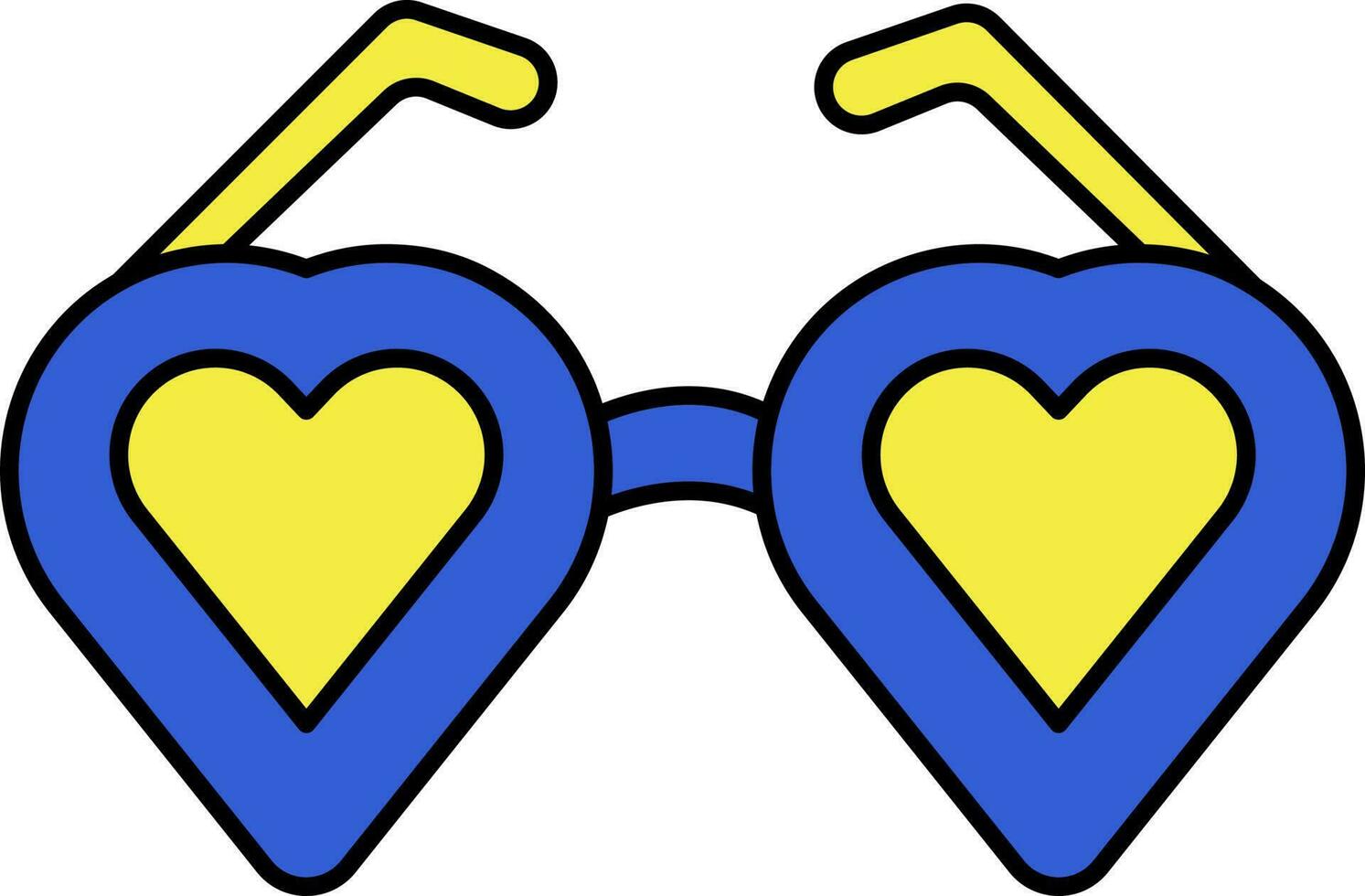 isolato cuore festa occhiali icona nel blu e giallo colore. vettore