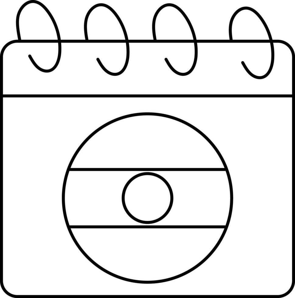 indiano bandiera simbolo calendario nero schema icona. vettore