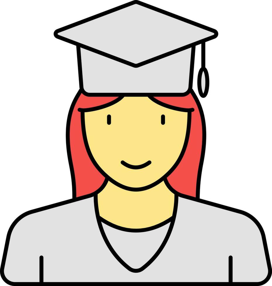 grigio illustrazione di giovane ragazza indossare la laurea berretto icona. vettore
