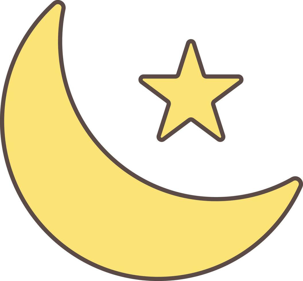giallo e mezzaluna Luna icona o simbolo. vettore
