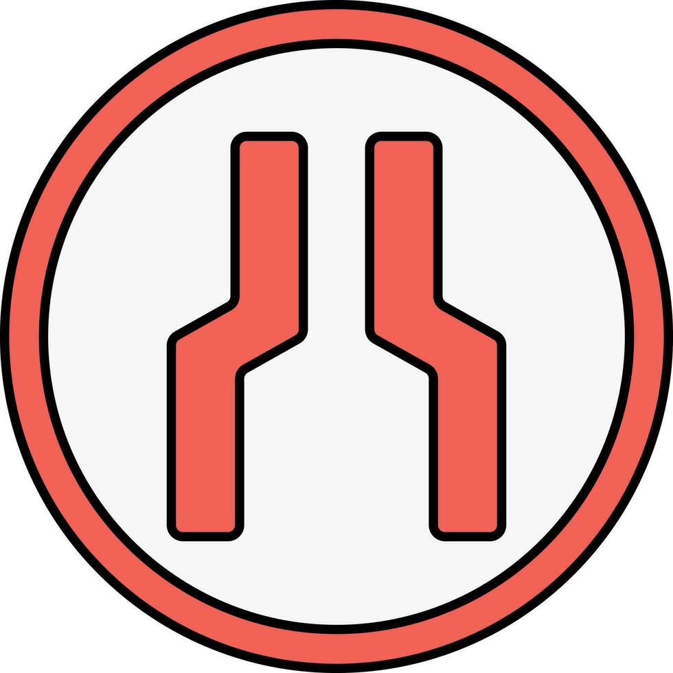 rosso stretto modo il giro icona o simbolo. vettore