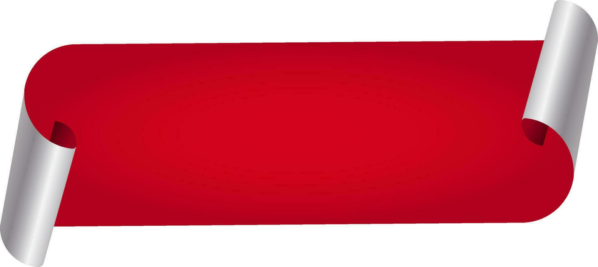 rosso vuoto arricciare carta etichetta o bandiera su bianca sfondo. vettore