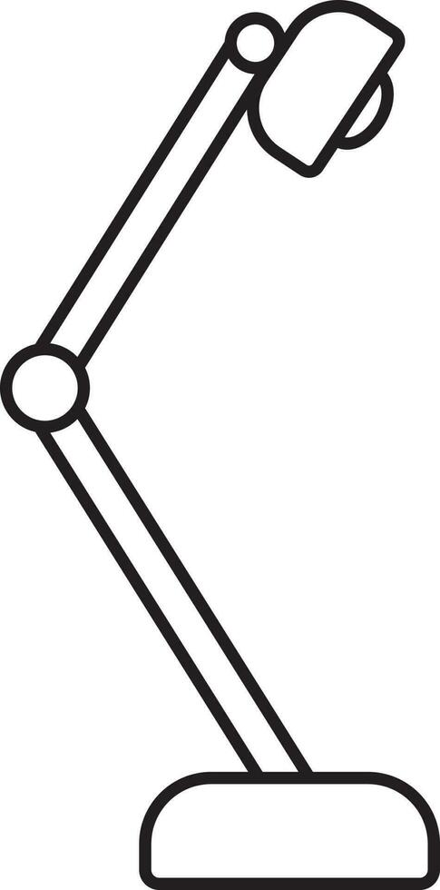 nero lineare stile scrivania lampada piatto icona. vettore
