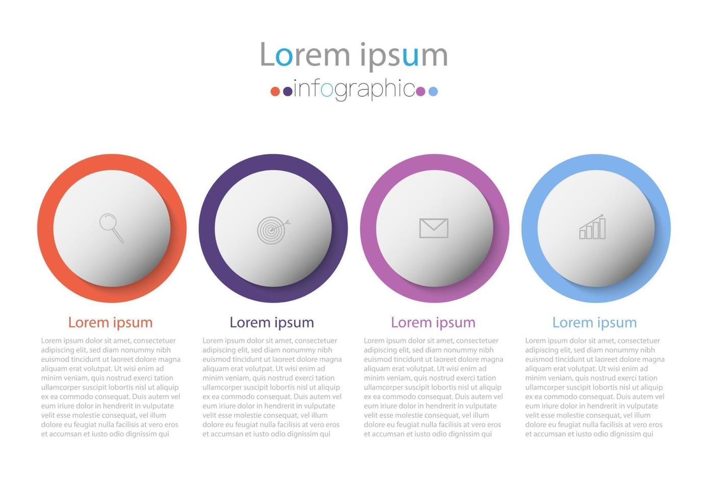 modello di infografica in 4 passaggi modello per la presentazione del diagramma grafico e il grafico vettore