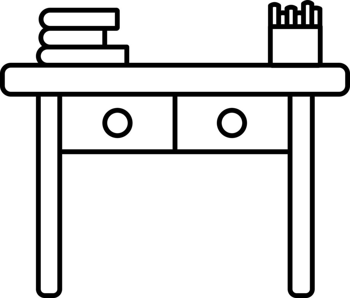 libro e gesso scatola su scrivania icona nel linea arte. vettore
