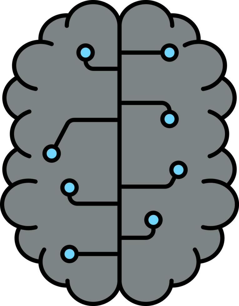 grigio e blu artificiale cervello icona o simbolo. vettore