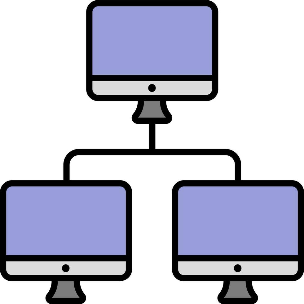 viola e grigio del desktop networking icona. vettore