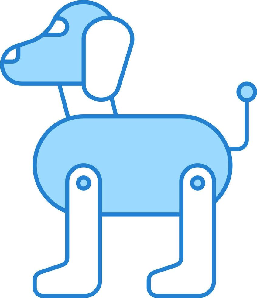 piatto illustrazione di robotica cane blu e bianca icona. vettore