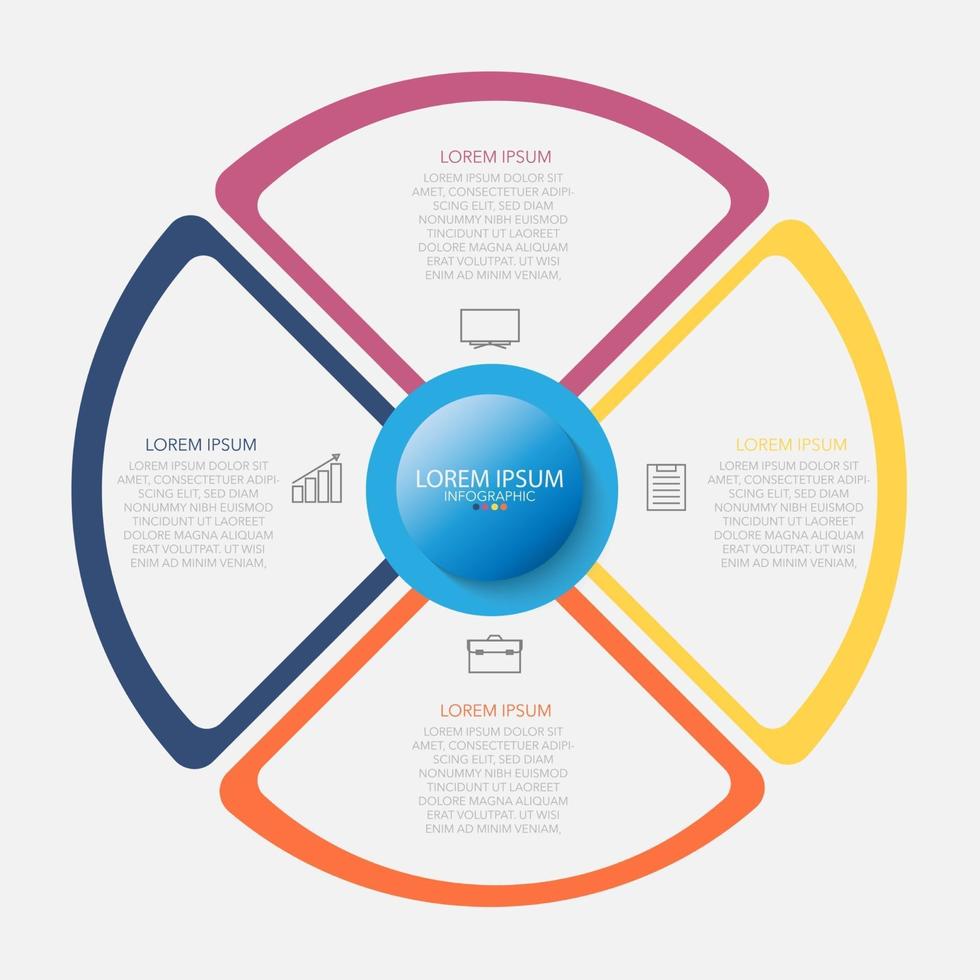 modello di infografica in 4 passaggi modello per la presentazione del diagramma grafico e il grafico vettore