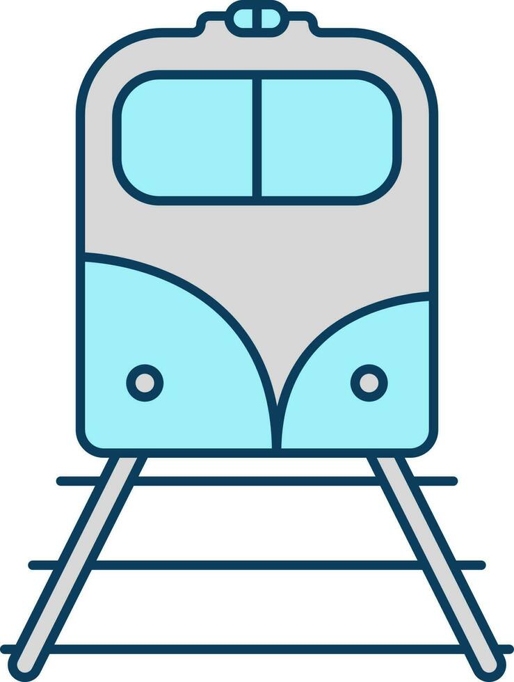 davanti Visualizza di treno grigio e turchese icona o simbolo. vettore