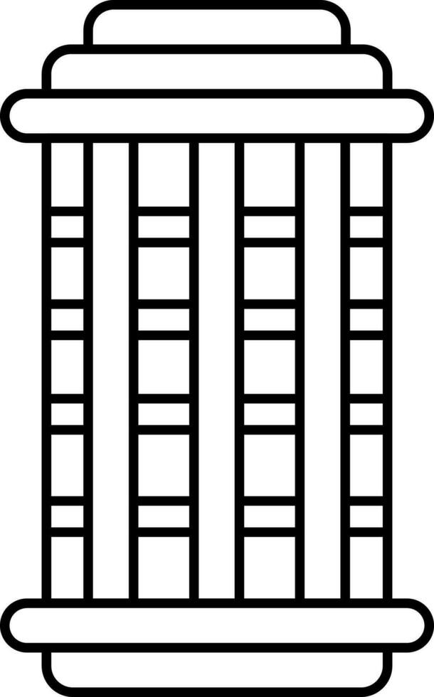 nero magro linea arte cilindrico gabbia icona. vettore