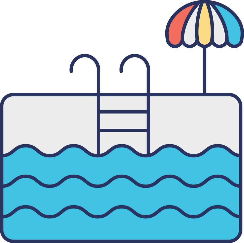 scala nel nuoto piscina con ombrello colorato icona. vettore
