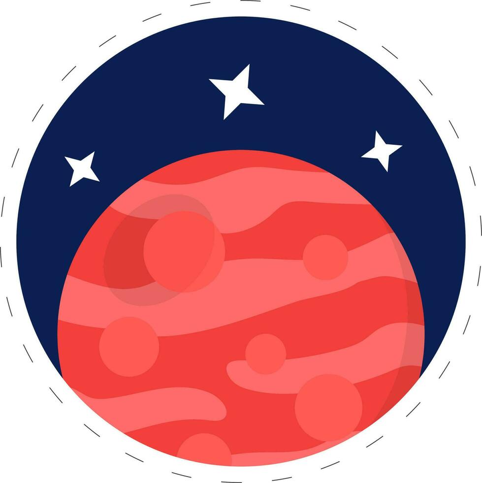 rosso Marte pianeta con stelle blu cerchio sfondo. vettore