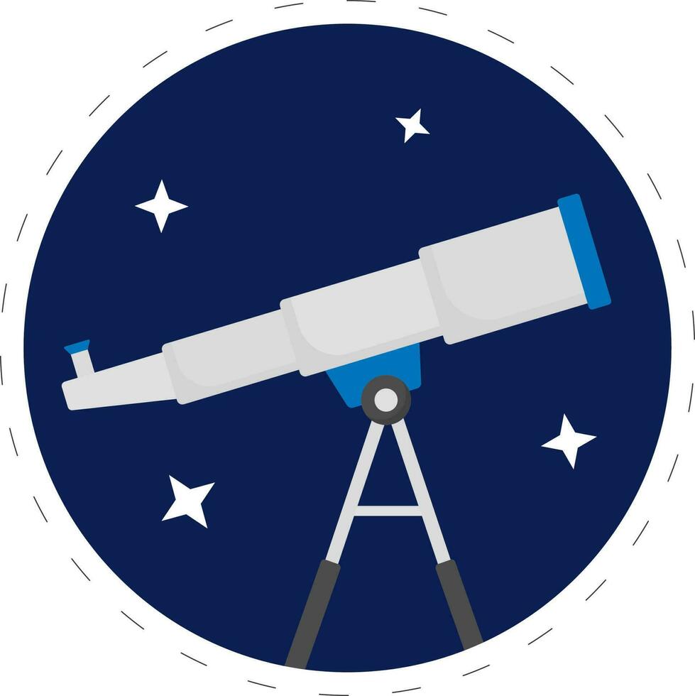 isolato telescopio con stella blu cerchio sfondo. vettore