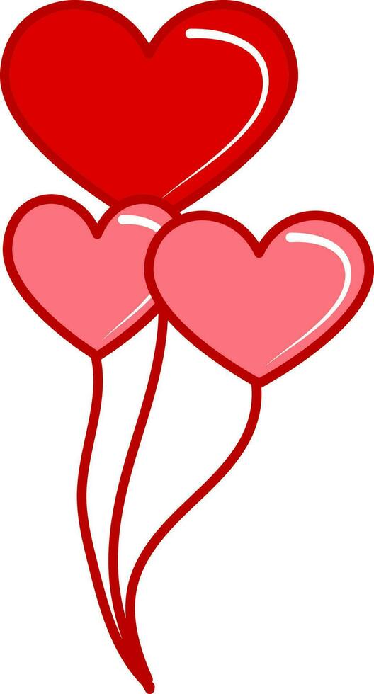 rosso cuore Palloncino grappolo icona nel piatto stile. vettore