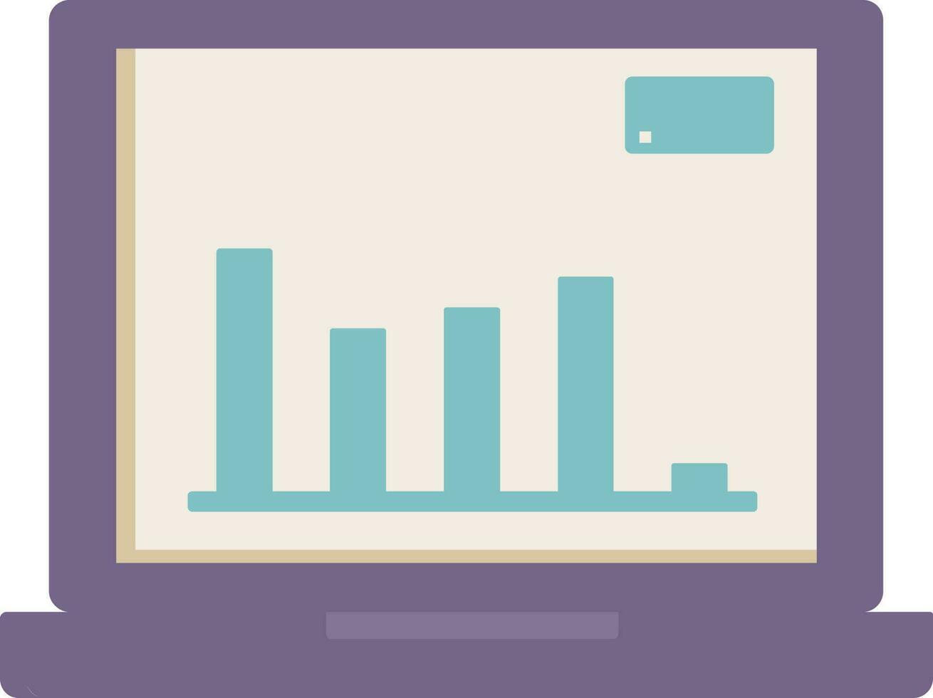 bar grafico nel il computer portatile schermo blu e viola icona. vettore